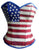 Plus Size USA Flag Blue Satin Red & White Handwork Sequins Corset Overbust Waist Training