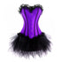 Purple Satin Gothic Burlesque Bustier Waist Training Costume Overbust Corset Dress