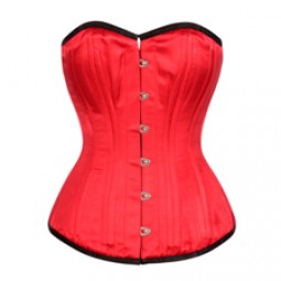 Red Satin Double Bone Gothic Bustier Waist Training Overbust Corset Top