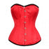 Plus Size Red Satin Double Bone Overbust Corset Steampunk Costume Waist Training Bustier