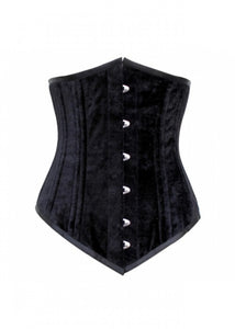 Black Velvet Gothic Double Bone LONG Underbust Corset Waist Training Burlesque Costume