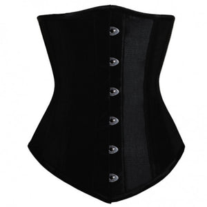 Plus Size Black Satin Gothic LONG Underbust Corset Waist Training Burlesque Costume