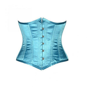 Baby Blue Satin Gothic Underbust Plus Size Corset Waist Training Burlesque Costume Bustier - CorsetsNmore