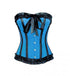 Blue Satin Retro Overbust Corset Waist Training Top Only
