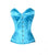 Baby Blue Satin Burlesque Plus Size Overbust Corset Waist Training - CorsetsNmore