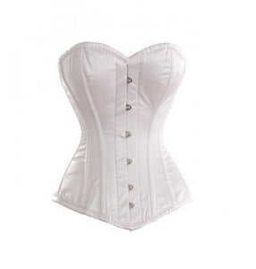 White Satin Gothic Overbust Corset Waist Training Top Only