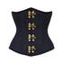 Black Denim Bronze Clasps Double Bone Gothic Underbust Corset Waist Training