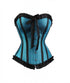 Turquoise Satin Gothic Retro Plus Size Overbust Corset Waist Training