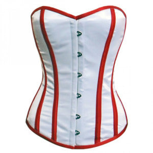 White Red Satin Gothic Overbust Corset Waist Training Top