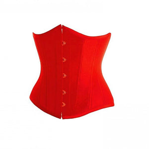 Red Satin Gothic Burlesque Costume Underbust Corset Waist Training Valentine Top