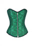 Green Brocade Zipper Double Bone Plus Size Burlesque Overbust Corset Waist Training
