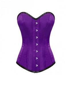 Plus Size Purple Satin Gothic LONGLINE Overbust Corset Costume