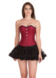 Red Cotton Black Satin Piping Gothic Overbust Plus Size Corset Waist Training Burlesque Costume  Top & Dress