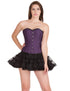 Purple Cotton Black Satin Piping Gothic Overbust Plus Size Corset Waist Training Burlesque Costume Dress