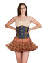 Leopard Animal Print Leather Blue Denim Gothic Steampunk Waist Training Bustier Underbust Corset Top