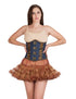 Leopard Animal Print Leather Blue Denim Plus Size Underbust Corset Waist Training Steampunk Costume Top & Tissue Tutu Skirt Dress