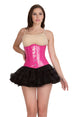 Plus Size Pink PVC Leather Gothic Burlesque Waist Training Bustier Underbust Corset Top
