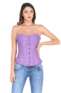 Plus Size Purple Faux Leather Gothic Steampunk Corset With Waist Cincher Overbust Bustier