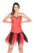 Red Satin Double Bone Gothic Corset Burlesque Waist Cincher Bustier LONGLINE Overbust Corset Top
