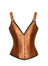 Apricot Silk Shoulder Strap Gothic Burlesque Corset Waist Training Overbust