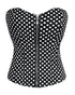 Black And White Polka Dot Satin Zipper Goth Overbust Plus Size Corset Waist Training Burlesque Costume