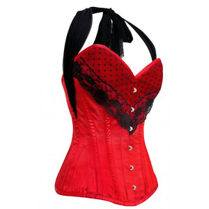 Red Tapta Net Lacing Gothic LONGLINE Overbust Valentine Corset Waist Training