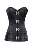 Black Black Brocade LONGLINE Overbust Plus Size Corset Waist Training Steampunk Costume