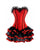Red Satin Black Frill Tutu Skirt Gothic Burlesque Valentine Corset Waist Training Overbust
