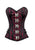 Red Black Brocade Leather Stripes Steampunk Corset Waist Training Overbust