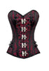 Red Brocade Black Satin Stripes Steampunk Costume Overbust Corset