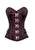 Red Black Brocade Leather Stripes Steampunk Overbust Plus Size Corset Waist Training