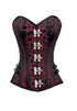 Red Brocade Black Satin Stripes Steampunk Costume Overbust Plus Size Corset