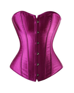 Purple Satin Burlesque Costume Overbust Plus Size Corset Waist Training Top