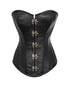 Black Leather Plus Size Gothic Waist Training Overbust Corset Steampunk Costume