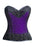 Purple Satin Black Handmade Sequins Burlesque Corset Mardi Gras Overbust Gothic