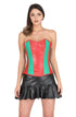 Red Green Faux Leather Gothic Steampunk Corset Waist Training Bustier Black Tutu Skirt Overbust Dress