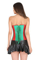 Red Green Faux Leather Plus Size Overbust Corset Waist Training Bustier Steampunk Costume Black Tutu Skirt Dress