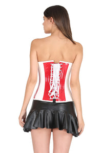 Red And White PVC Leather Gothic Plus Size Top Waist Training Bustier Black Tutu Skirt Overbust Corset Dress