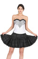White Satin Black Handmade Sequins Corset Gothic Burlesque Waist Cincher Bustier Overbust Black Cotton Silk Tutu Skirt Dress-