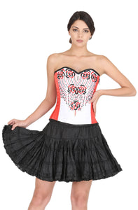 Red White Satin Black Handmade Sequins Gothic Corset Burlesque Waist Cincher Bustier Overbust Black Cotton Silk Tutu Skirt Dress-