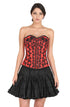 Red Satin Black Handmade Sequins Corset Gothic Burlesque Waist Cincher Bustier Overbust Top