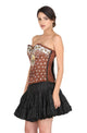 Brown Satin Sequins Handwork Gothic Corset Burlesque Waist Cincher Bustier Overbust Dress-