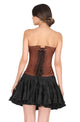 Plus Size Brown Satin Sequins Handwork Overbust Corset With Black Cotton Silk Tutu Skirt Burlesque Costume Dress