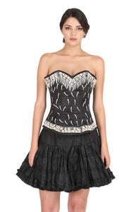 Plus Size Black Satin Sequins Handwork Gothic Overbust Plus Size Corset Black Cotton Silk Tutu Skirt Dress