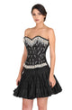Black Satin Sequins Handwork Gothic Corset Burlesque Waist Cincher Bustier Overbust Dress-