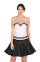 Pink Satin Black Sequins Threadwork Gothic Corset Burlesque Waist Cincher Bustier Cotton Silk Tutu Skirt Overbust Dress-