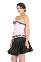Pink Satin Black Sequins Threadwork Gothic Corset Burlesque Waist Cincher Bustier Cotton Silk Tutu Skirt Overbust Dress-