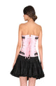 Plus Size Pink Satin Black Sequins And Threadwork Overbust Corset Burlesque Costume Cotton Silk Tutu Skirt