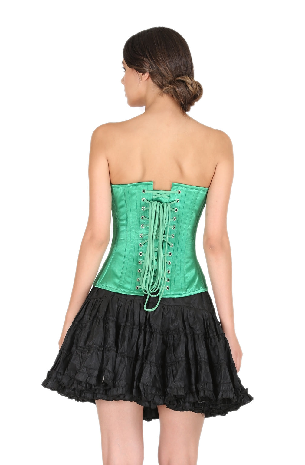 Plus Size Green Satin Overbust Corset With Tutu Skirt Dress 46 (for waist Size 50