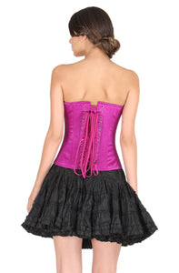 Plus Size Purple Satin with Threadwork Overbust Corset Gothic Burlesque Costume